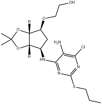 2-(((3aR,4S,6R,6aS)-6-((5-amino-6-xloro-2-(propiltio)pirimidin-4-il)amino)-2,2-dimetiltetrahidro-3aH-siklopenta[ d][1,3]dioksol-4-il)oksi)etanol