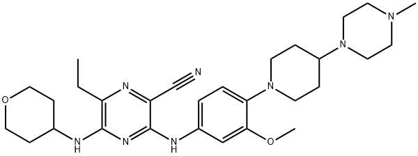 2-pirazinkarbonitril, 6-etil-3-[[3-metoksi-4-[4-(4-metil-1-piperazinil)-1-piperidinil]fenil]amino]-5-[(tetrahidro-2H-piran- 4-il)amin]-