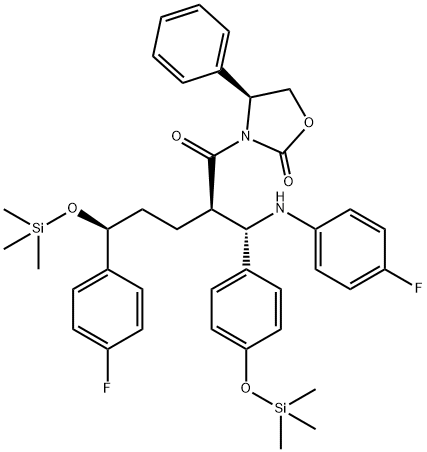3-[(2R,5S)-5-(4-Flüorofenil)-2-[(S)-[(4-fluorofenil(amino)]][4-[trimetilsilil]-oksi]fenil]metil]-1- okso-5-[(trimetilsil)-oksi]pentil]-4-fenil-(4S)-2-oksazolidinon