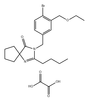 3-(4-bromo-3-(etoksimetil)benzil)-2-butil-1,3-diazaspiro[4.4]qeyri-1-en-4-on, etandioat (1:2)