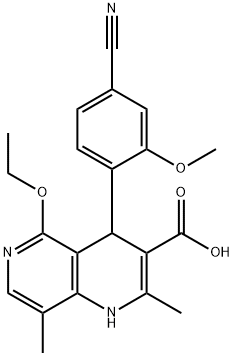 4-(4-siyano-2-metoksifenil)-5-etoksi-2,8-dimetil-1,4-dihidro-1,6-naftiridin-3-karboksilik turşu