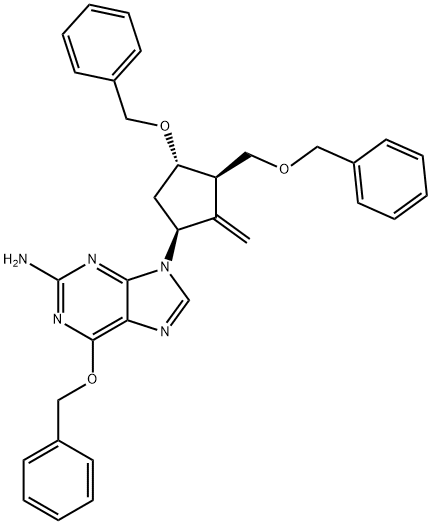 6-(Benziloksi)-9-[(1S,3R,4S)-2-metilen-4-(fenilmetoksi)-3-[(fenilmetoksi)metil]siklopentil]-9H-purin-2-amin
