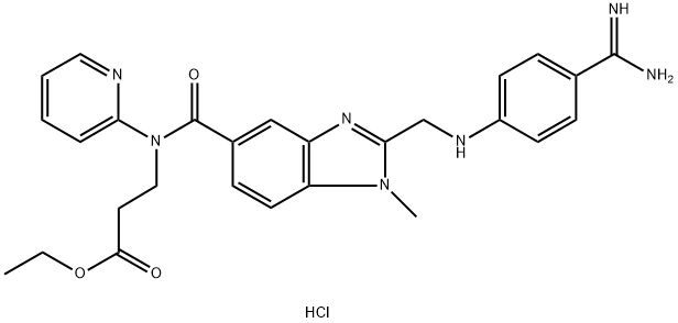 N-[[2-[[[4-(Aminoiminometil)fenil]amino]metil]-1-metil-1H-benzimidazol-5-il]karbonil]-N-(2-piridinil)-beta-alanin etil ester hidroxlorid