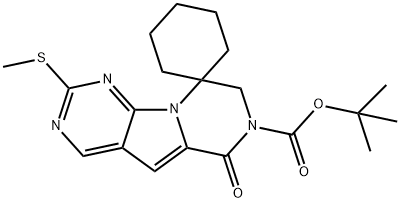 Spiro[sikloheksan-1,9'(6'H)-pirazino[1',2':1,5]pirolo[2,3-d]pirimidin]-7'(8'H)-karboksilik turşu, 2' -(metiltio)-6'-okso-, 1,1-dimetiletil efiri